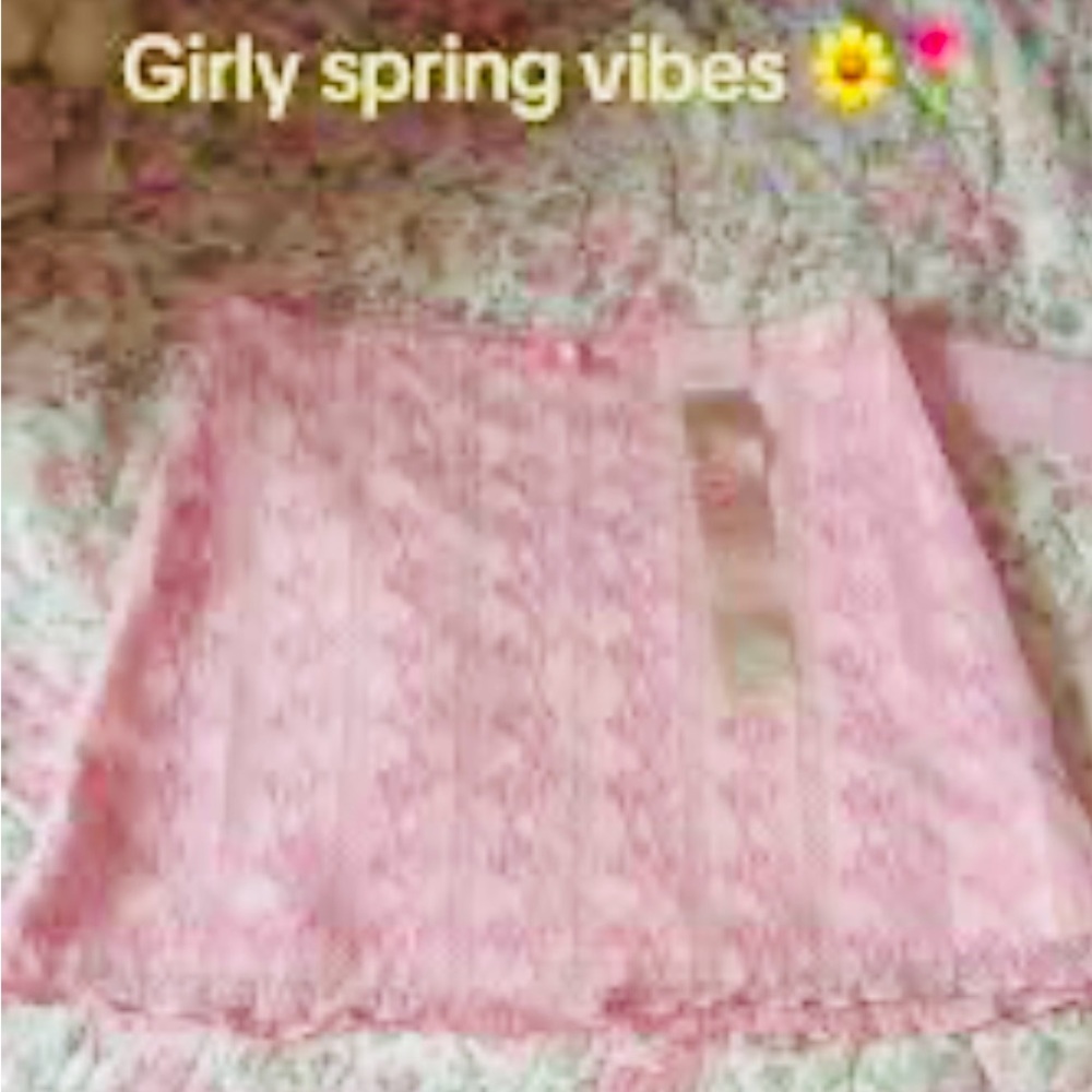 🤍💎🌷Elegant Pink Lace Pencil Skirt